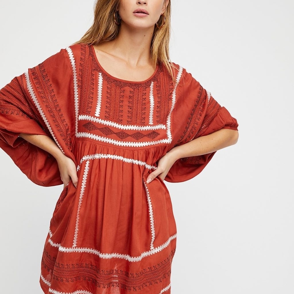 Free People Wild One Embroidered Top XS
